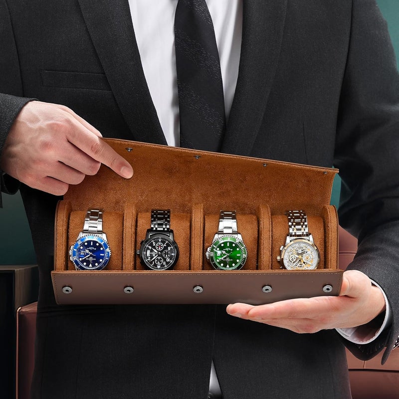 ROSELLE Watch Roll Travel Case for Men and Women - 4 Watch Storage and Organizer - Secure Storage with Innovative Removable Pillows & Solid Dividers for Home, Travel and Display - Image 5